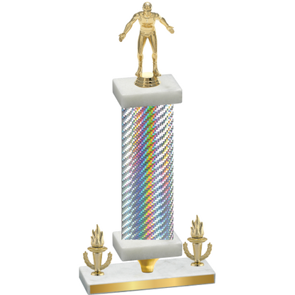 Premium Single Silver Carbon Fiber Victory Wrestling Trophy