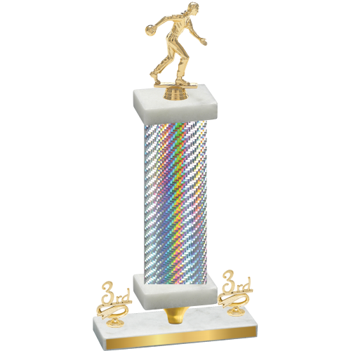 Premium Single Silver Carbon Fiber Third Place Bowling Trophy