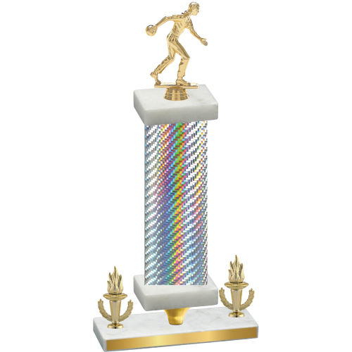 Premium Single Silver Carbon Fiber Victory Bowling Trophy