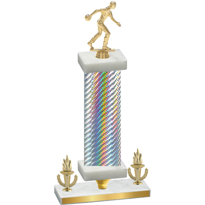 Premium Single Silver Carbon Fiber Victory Bowling Trophy