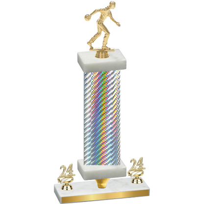 Premium Single Silver Carbon Fiber Year Bowling Trophy