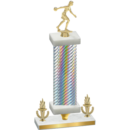 Premium Single Silver Carbon Fiber Victory Bowling Trophy