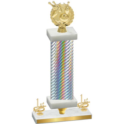 Premium Single Silver Carbon Fiber First Place Bowling Trophy