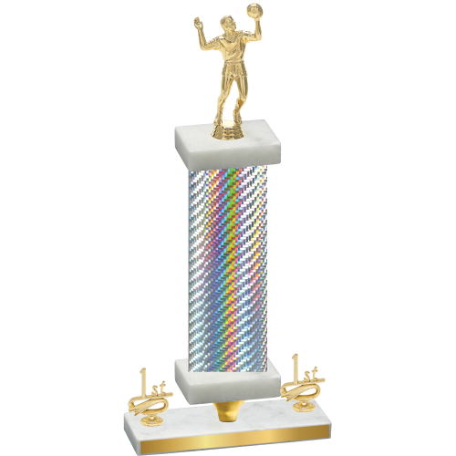 Premium Single Silver Carbon Fiber First Place Volleyball Trophy