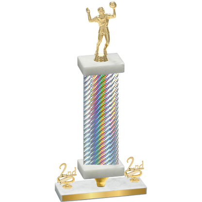 Premium Single Silver Carbon Fiber Second Place Volleyball Trophy