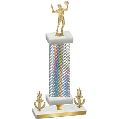 Premium Single Silver Carbon Fiber Victory Volleyball Trophy