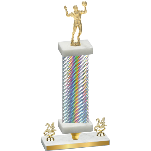 Premium Single Silver Carbon Fiber Year Volleyball Trophy