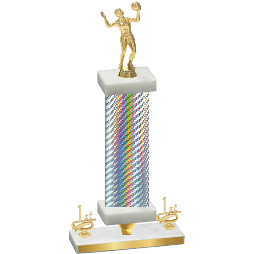 Premium Single Silver Carbon Fiber First Place Volleyball Trophy