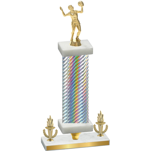 Premium Single Silver Carbon Fiber Victory Volleyball Trophy