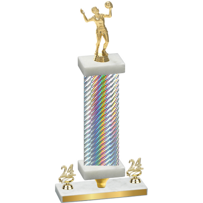 Premium Single Silver Carbon Fiber Year Volleyball Trophy