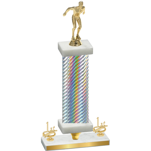 Premium Single Silver Carbon Fiber First Place Swimming Trophy