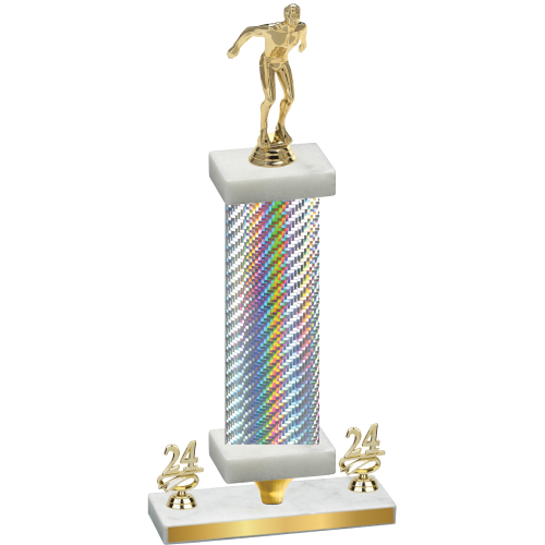 Premium Single Silver Carbon Fiber Year Swimming Trophy