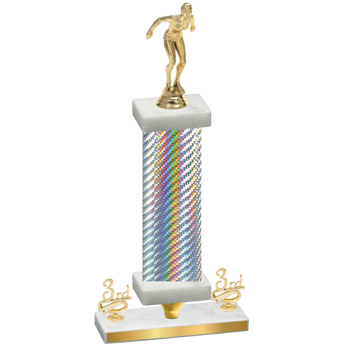 Premium Single Silver Carbon Fiber Third Place Tennis Trophy