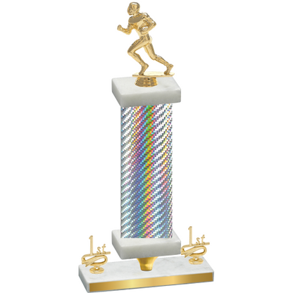 Premium Single Silver Carbon Fiber First Place Football Trophy