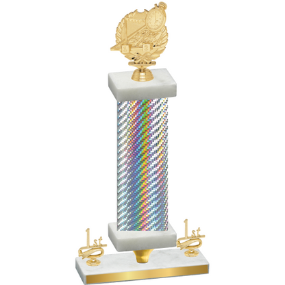 Premium Single Silver Carbon Fiber First Place Swimming Trophy