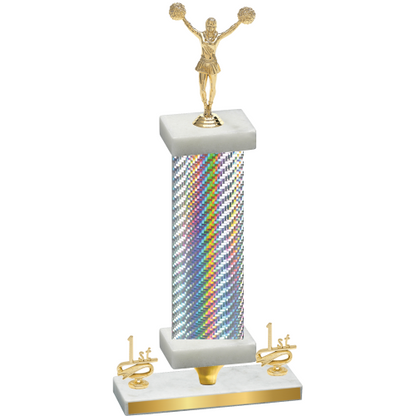 Premium Single Silver Carbon Fiber First Place Cheerleading Trophy