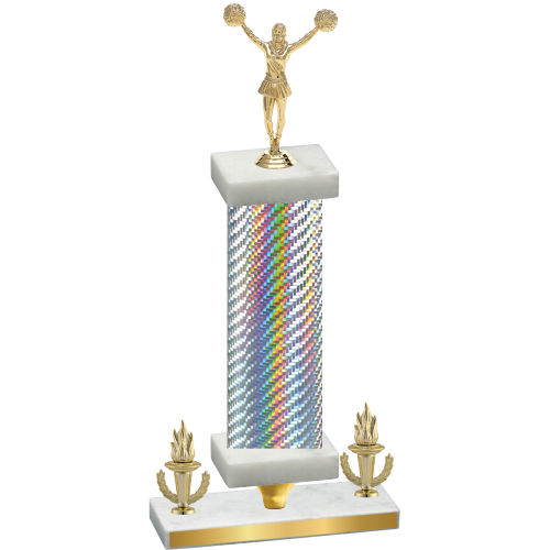 Premium Single Silver Carbon Fiber Victory Cheerleading Trophy