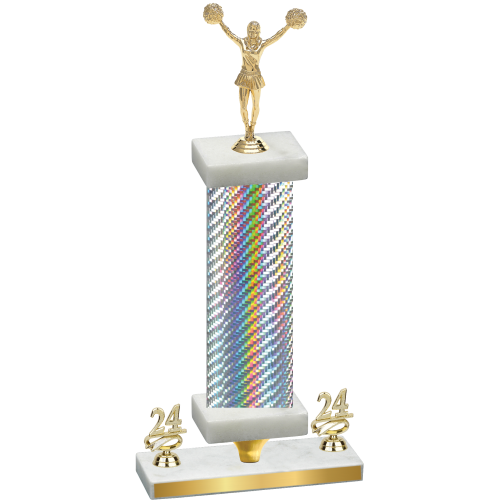 Premium Single Silver Carbon Fiber Year Cheerleading Trophy