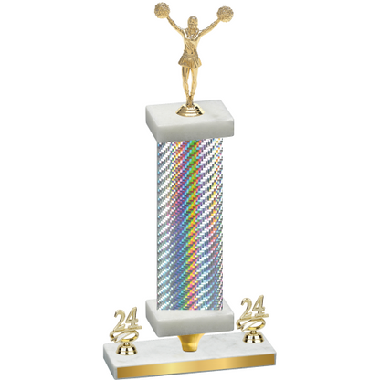 Premium Single Silver Carbon Fiber Year Cheerleading Trophy