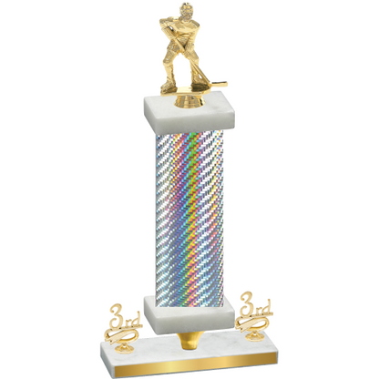 Premium Single Silver Carbon Fiber Third Place Hockey Trophy