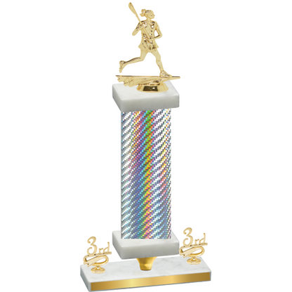 Premium Single Silver Carbon Fiber Third Place Lacrosse Trophy