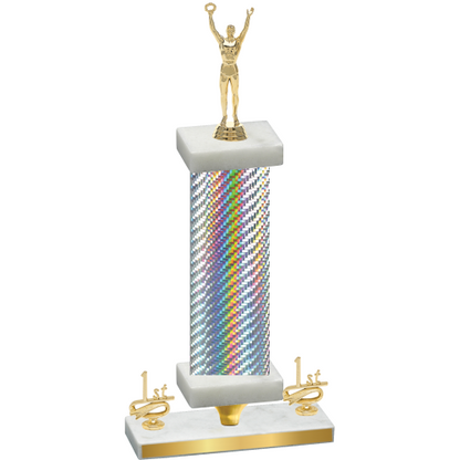 Premium Single Silver Carbon Fiber First Place Victory Trophy