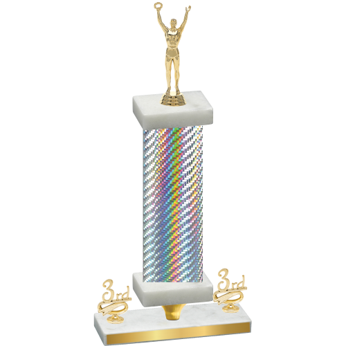 Premium Single Silver Carbon Fiber Third Place Victory Trophy