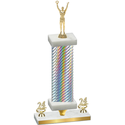 Premium Single Silver Carbon Fiber Year Victory Trophy