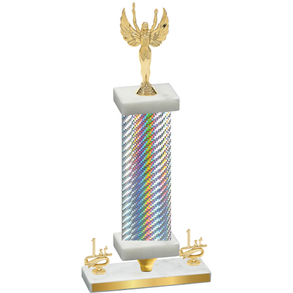 Premium Single Silver Carbon Fiber First Place Victory Trophy