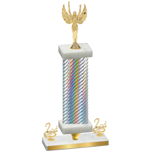 Premium Single Silver Carbon Fiber Second Place Victory Trophy