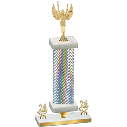 Premium Single Silver Carbon Fiber Year Victory Trophy