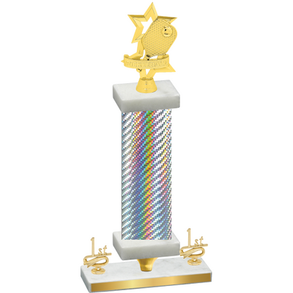 Premium Single Silver Carbon Fiber First Place Pickleball Trophy