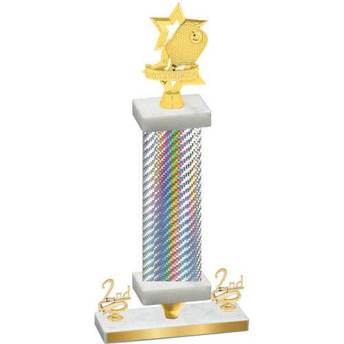 Premium Single Silver Carbon Fiber Second Place Pickleball Trophy