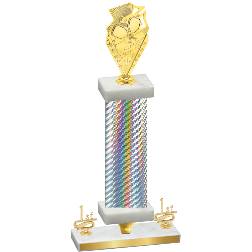 Premium Single Silver Carbon Fiber First Place Pickleball Trophy