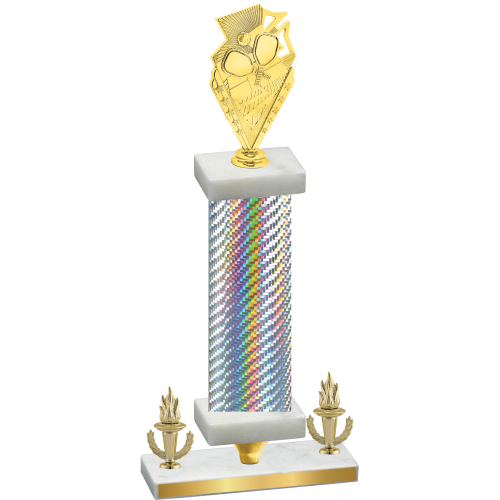 Premium Single Silver Carbon Fiber Victory Pickleball Trophy