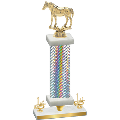 Premium Single Silver Carbon Fiber First Place Horses Trophy