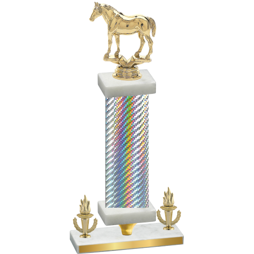 Premium Single Silver Carbon Fiber Victory Horses Trophy