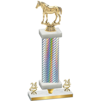 Premium Single Silver Carbon Fiber Year Horses Trophy