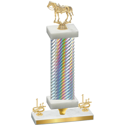 Premium Single Silver Carbon Fiber First Place Horses Trophy