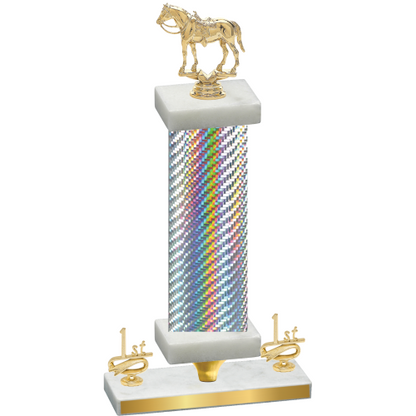 Premium Single Silver Carbon Fiber First Place Horses Trophy