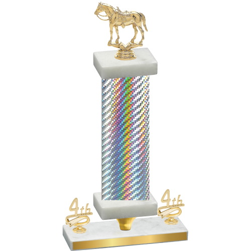 Premium Single Silver Carbon Fiber Fourth Place Horses Trophy