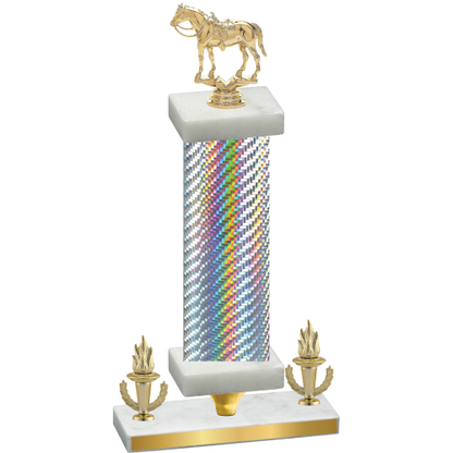 Premium Single Silver Carbon Fiber Victory Horses Trophy