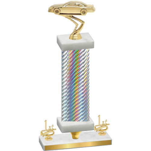 Premium Single Silver Carbon Fiber First Place Cars Trophy