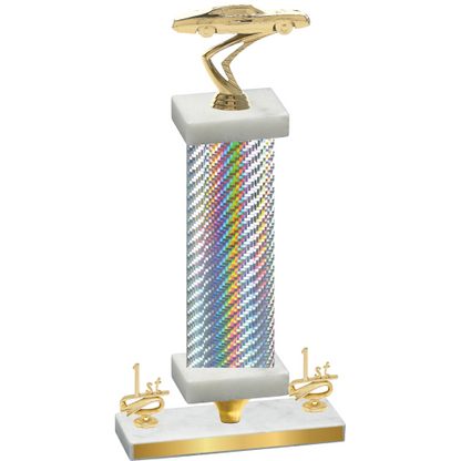 Premium Single Silver Carbon Fiber First Place Cars Trophy