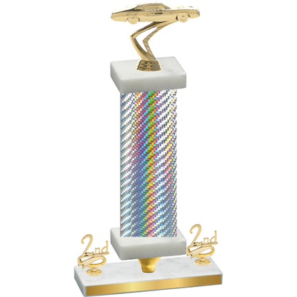 Premium Single Silver Carbon Fiber Second Place Cars Trophy