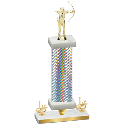 Premium Single Silver Carbon Fiber First Place Archery Trophy