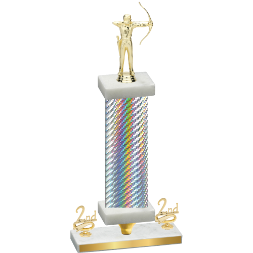 Premium Single Silver Carbon Fiber Second Place Archery Trophy