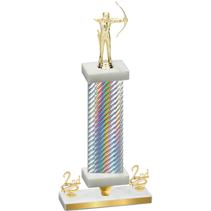 Premium Single Silver Carbon Fiber Second Place Archery Trophy