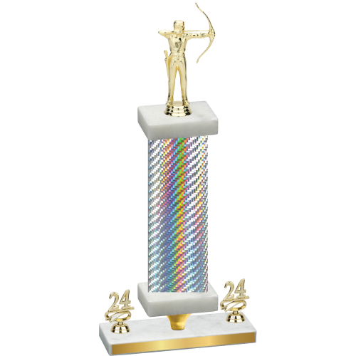 Premium Single Silver Carbon Fiber Year Archery Trophy