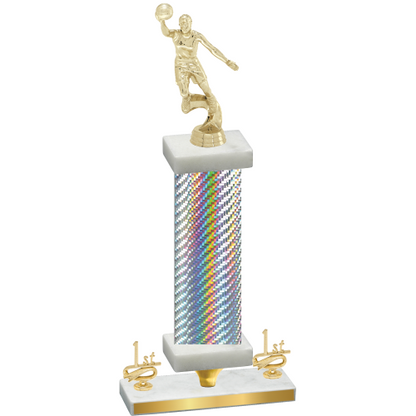 Premium Single Silver Carbon Fiber First Place Basketball Trophy